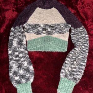 Urban Outfitters Purple and Cream Cropped Sweater